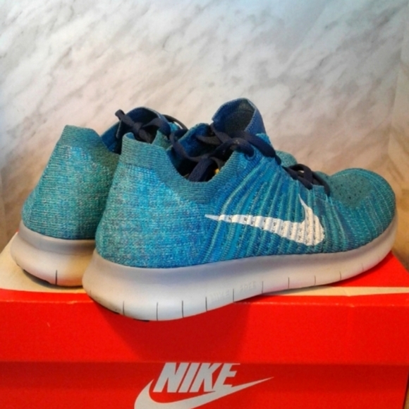 Nike Free RN Flyknit Women's 9.5 mens size 8 Running Shoes 831070-404 Blue White - Picture 4 of 7